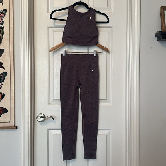 GYMSHARK ADAPT ANIMAL SEAMLESS LEGGINGS BRA SET PURPLE XS - Picture 2 of 8